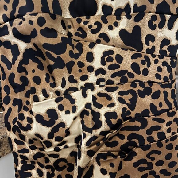 Vintage Cache Halter Dress Size 2 Y2K Cocktail Glam Evening Leopard Satin Edgy - Picture 3 of 13